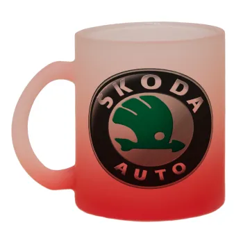 SKODA, Κούπα γυάλινη δίχρωμη με βάση το κόκκινο ματ, 330ml