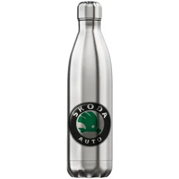 SKODA, Μεταλλικό παγούρι θερμός Inox (Stainless steel), διπλού τοιχώματος, 750ml