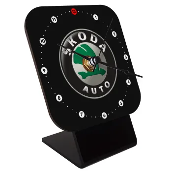 SKODA, Quartz Wooden table clock with hands (10cm)