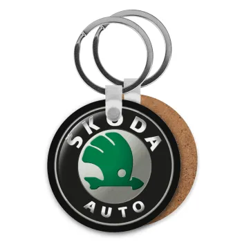 SKODA, Μπρελόκ Ξύλινο στρογγυλό MDF Φ5cm