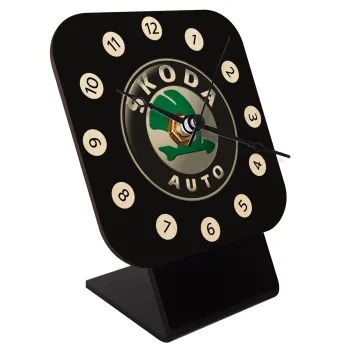 SKODA, Quartz Table clock in natural wood (10cm)