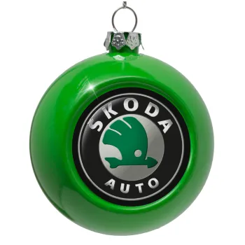 SKODA, Green Christmas tree ornament bauble 8cm
