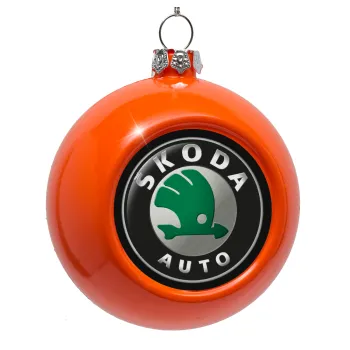 SKODA, Orange Christmas tree ornament bauble 8cm