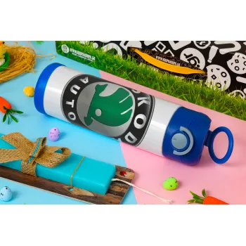 SKODA, Easter candle, Childrens hot water bottle, stainless steel, with safety straw, BLUE (500ml)