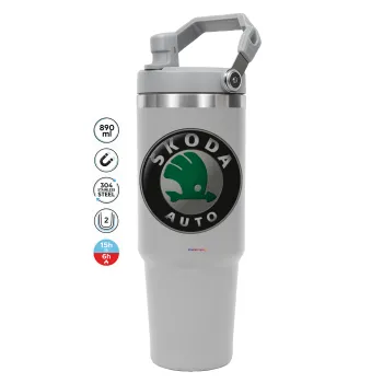 SKODA, GREY color, 890ml (30oz) stainless Steel Tumbler with Handle