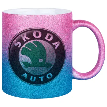 SKODA, Κούπα Χρυσή/Μπλε Glitter, κεραμική, 330ml