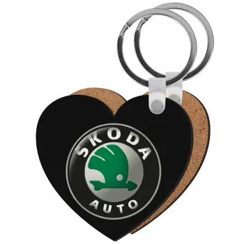 SKODA, Μπρελόκ Ξύλινο καρδιά MDF