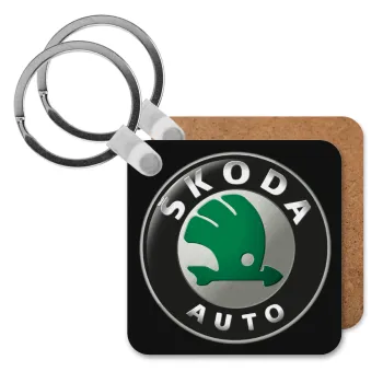 SKODA, Μπρελόκ Ξύλινο τετράγωνο MDF