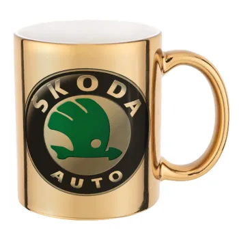 SKODA, Mug ceramic, gold mirror, 330ml