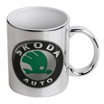 SKODA, Κούπα κεραμική, ασημένια καθρέπτης, 330ml