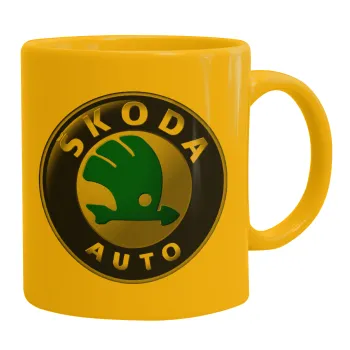 SKODA, Ceramic coffee mug yellow, 330ml