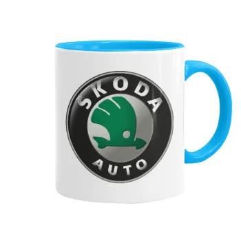SKODA, Mug colored light blue, ceramic, 330ml