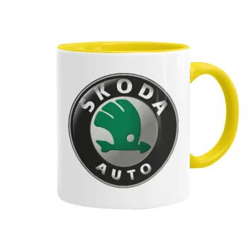 SKODA, Mug colored yellow, ceramic, 330ml