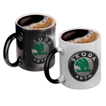 SKODA, Color changing magic Mug, ceramic, 330ml when adding hot liquid inside, the black colour desappears (1 pcs)