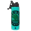 Metallic water bottle with safety lid, 850ml aluminum
