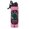 Metallic water bottle with safety lid, 850ml aluminum