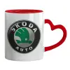 Mug heart red handle, ceramic, 330ml