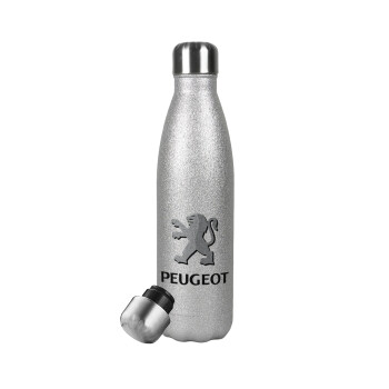 Peugeot, Metallic Glitter Silver Thermos Flask (Stainless steel), double-walled, 500ml