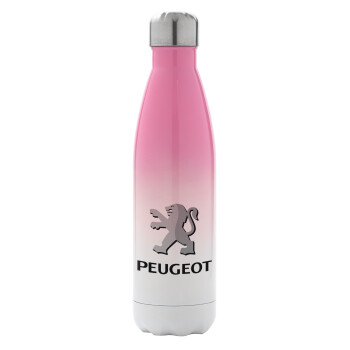 Peugeot, Μεταλλικό παγούρι θερμός Ροζ/Λευκό (Stainless steel), διπλού τοιχώματος, 500ml
