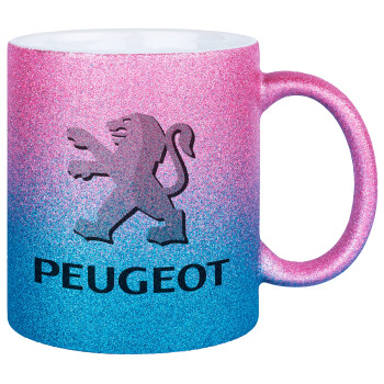 Peugeot, Κούπα Χρυσή/Μπλε Glitter, κεραμική, 330ml