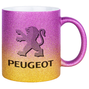 Peugeot, Κούπα Χρυσή/Ροζ Glitter, κεραμική, 330ml