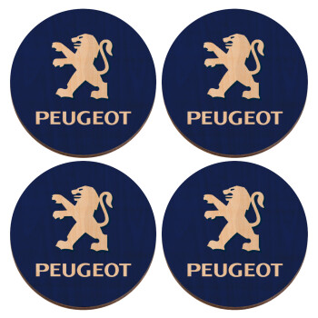 Peugeot, ΣΕΤ x4 Σουβέρ ξύλινα στρογγυλά plywood (9cm)