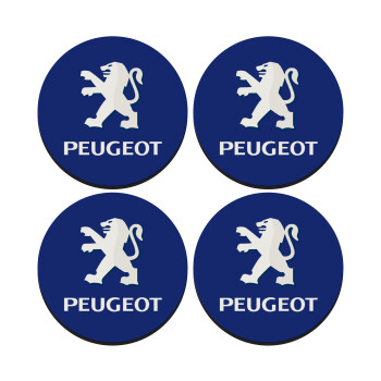Peugeot, SET of 4 round wooden coasters (9cm)