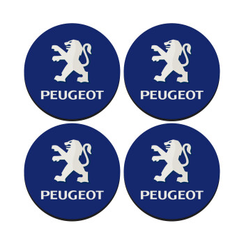 Peugeot, SET of 4 round wooden coasters (9cm)