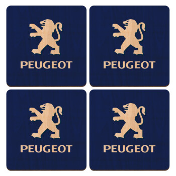 Peugeot, ΣΕΤ x4 Σουβέρ ξύλινα τετράγωνα plywood (9cm)