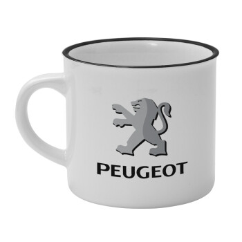 Peugeot, Κούπα κεραμική vintage Λευκή/Μαύρη 230ml