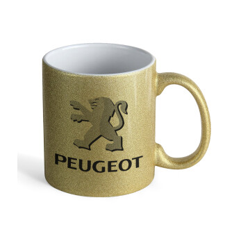 Peugeot, Κούπα Χρυσή Glitter που γυαλίζει, κεραμική, 330ml