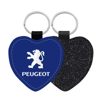 Peugeot, Μπρελόκ PU δερμάτινο glitter καρδιά ΜΑΥΡΟ
