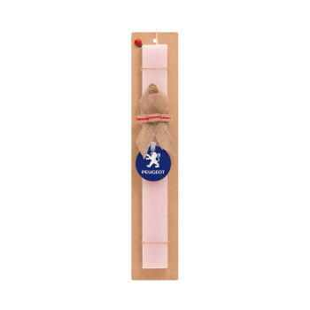 Peugeot, Easter Set, wooden keychain & scented flat Easter candle (30cm) (PINK)