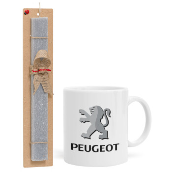 Peugeot, Πασχαλινό Σετ, Κούπα κεραμική (330ml) & πασχαλινή λαμπάδα αρωματική πλακέ (30cm) (ΓΚΡΙ)