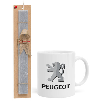 Peugeot, Easter Set, Ceramic Cup (330ml) & Easter aromatic flat candle (30cm) (GRAY)