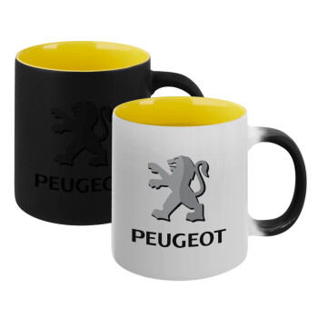 Peugeot, Κούπα Μαγική εσωτερικό κίτρινη, κεραμική 330ml που αλλάζει χρώμα με το ζεστό ρόφημα (1 τεμάχιο)