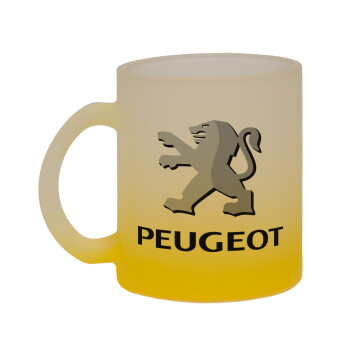 Peugeot, Κούπα γυάλινη δίχρωμη με βάση το κίτρινο ματ, 330ml
