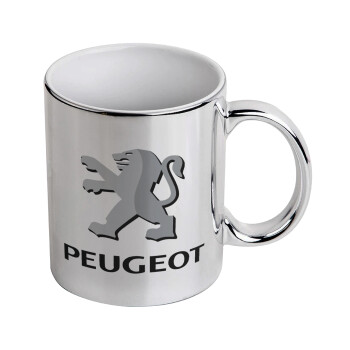 Peugeot, Mug ceramic, silver mirror, 330ml