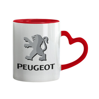 Peugeot, Mug heart red handle, ceramic, 330ml