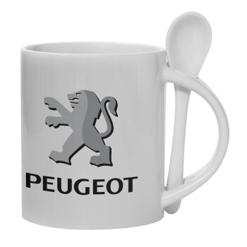 Peugeot, Ceramic coffee mug with Spoon, 330ml (1pcs)
