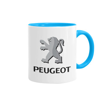 Peugeot, Mug colored light blue, ceramic, 330ml