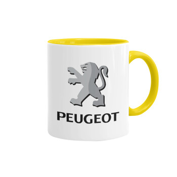 Peugeot, Κούπα χρωματιστή κίτρινη, κεραμική, 330ml