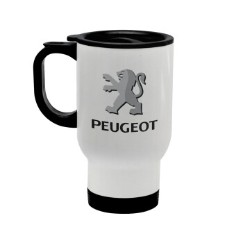 Peugeot, Κούπα ταξιδιού ανοξείδωτη με καπάκι, διπλού τοιχώματος (θερμό) λευκή 450ml