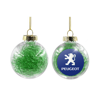 Peugeot, Transparent Christmas tree ball ornament with green filling 8cm