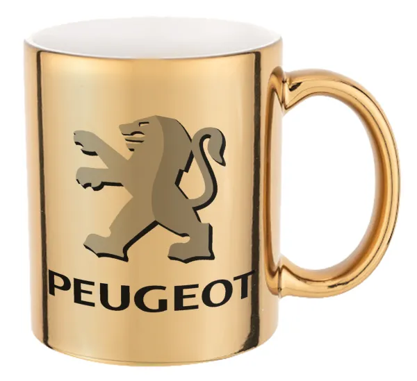 Peugeot — Mug ceramic, gold mirror, 330ml