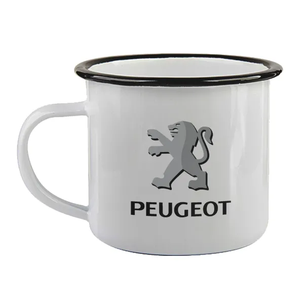 Peugeot — Enamel mug with black rim, 360ml