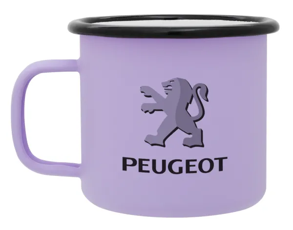 Peugeot — Metal enamel mug, matte light pastel purple, 360ml