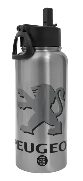 Peugeot — Metal mug thermo Silver with Straw and Spout Lid (Stainless steel), double wall, 950ml
