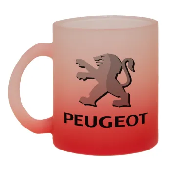 Peugeot, Κούπα γυάλινη δίχρωμη με βάση το κόκκινο ματ, 330ml