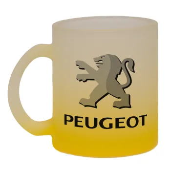 Peugeot, Κούπα γυάλινη δίχρωμη με βάση το κίτρινο ματ, 330ml